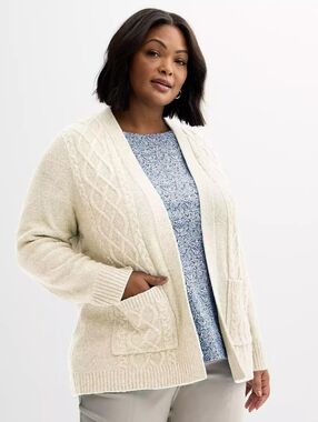 Croft & Barrow Long Sleeve Cable Knit Cardigan With Pockets
